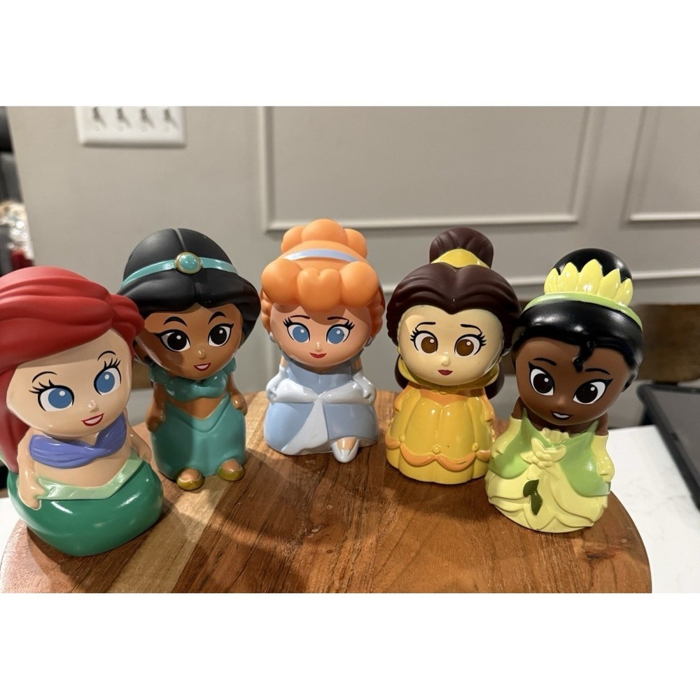 Disney Princess Vinyl Toys Ariel, Belle, Cinderella,‎ Jasmine, & Tiana Lot of 5